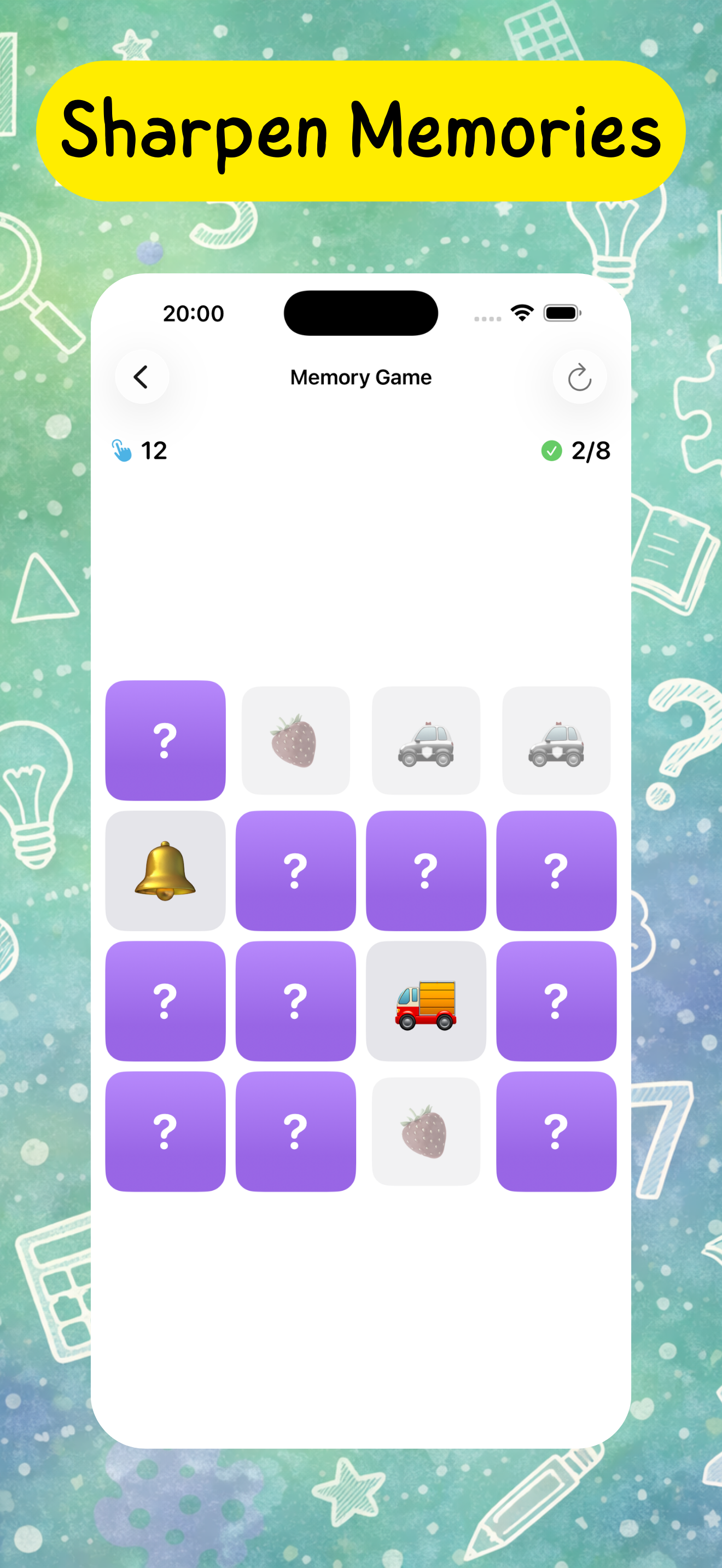 AnLi Kids screenshot showing the memory matching activity