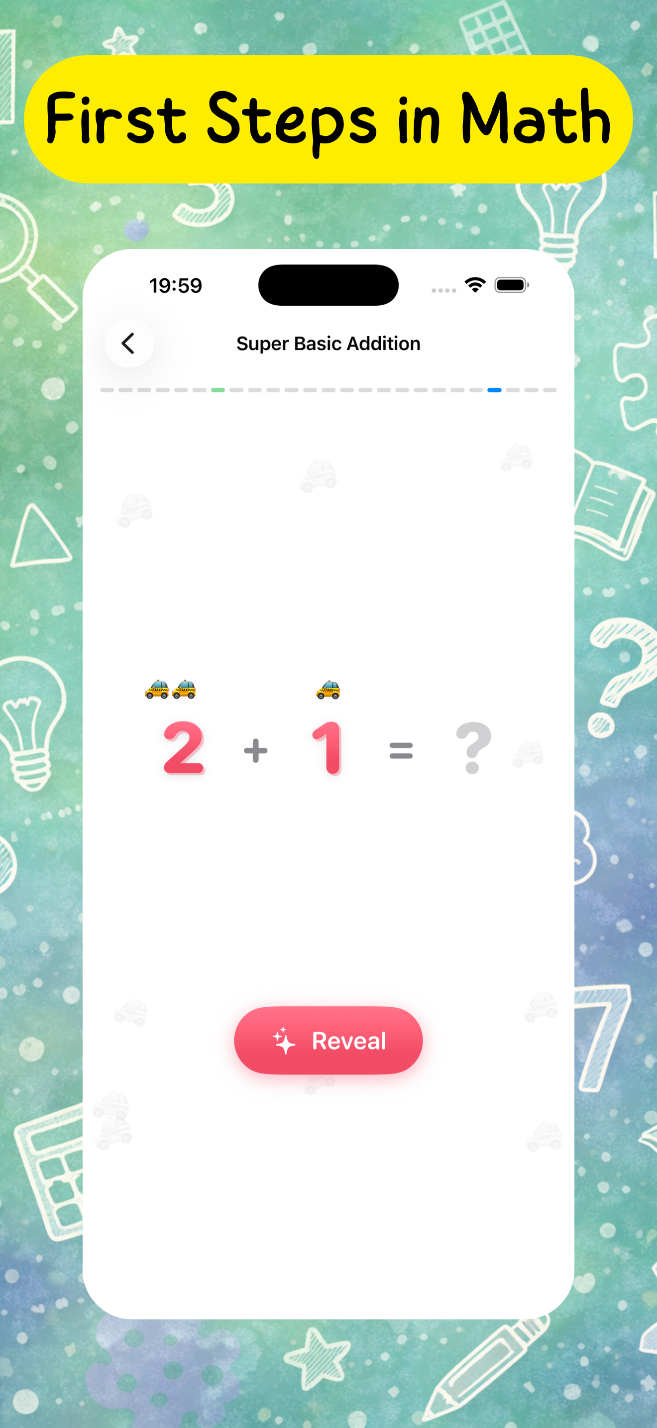 AnLi Kids screenshot showing a first steps addition activity